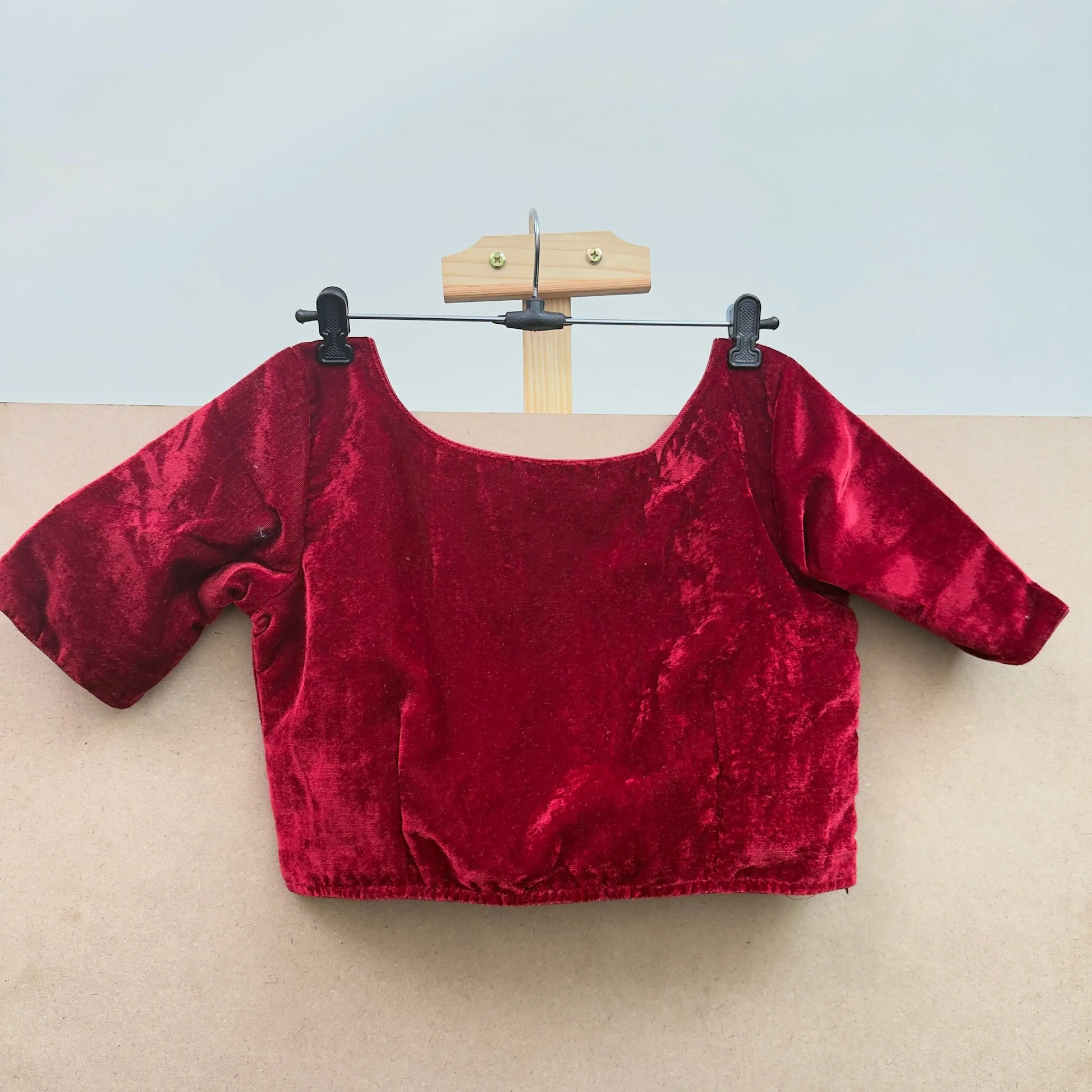 Wine Red color velvet blouse - JTG Fashions