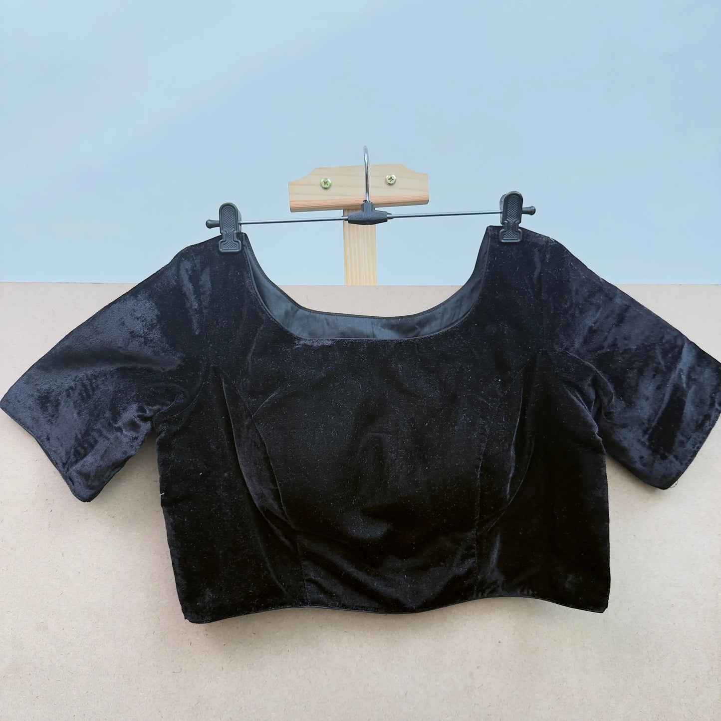 Smoky black color velvet blouse - JTG Fashions