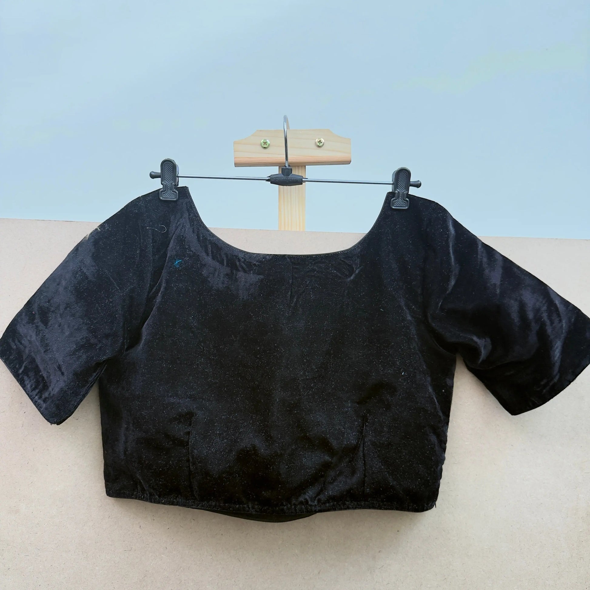 Smoky black color velvet blouse - JTG Fashions