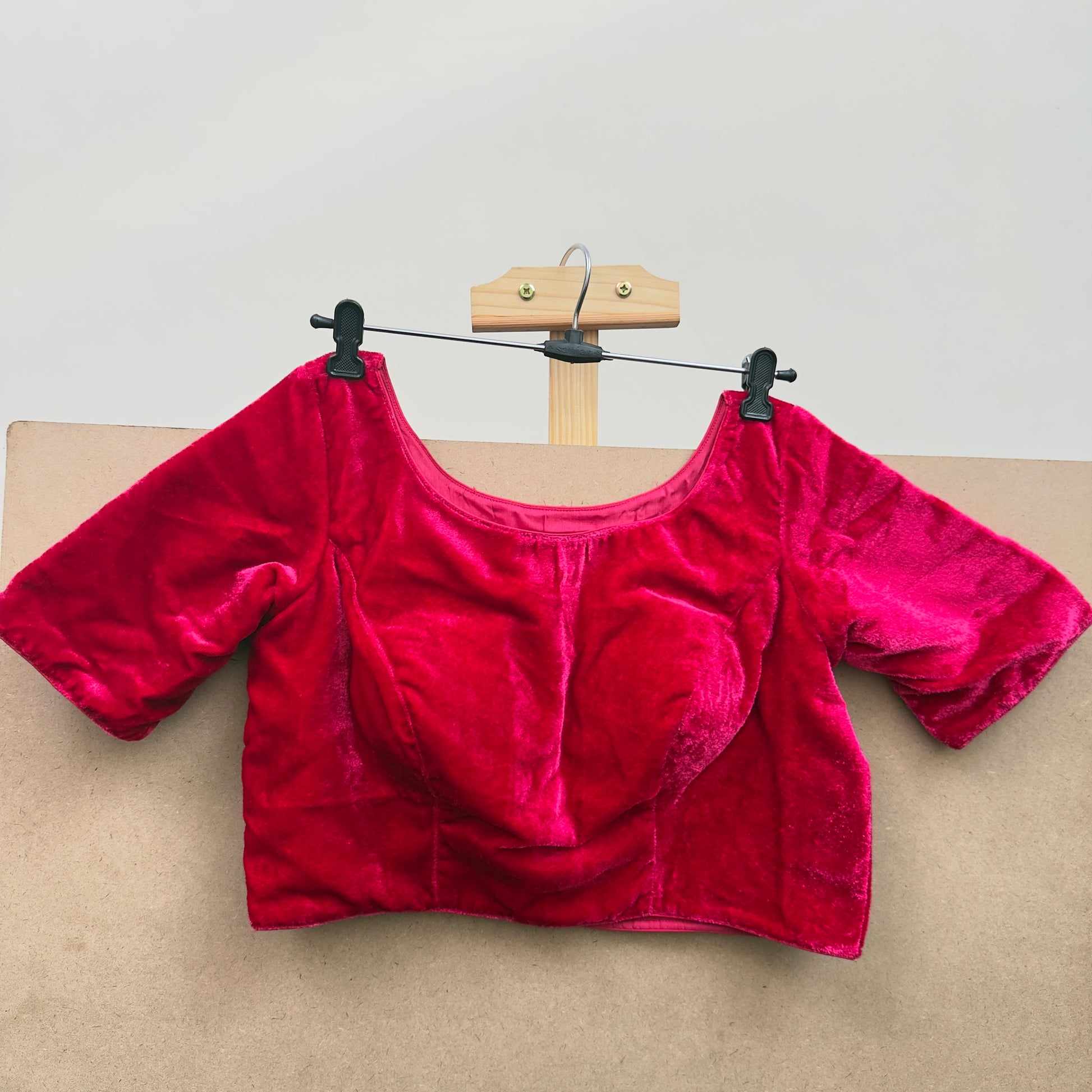 Scarlet (Lipstick Red) color velvet blouse - JTG Fashions