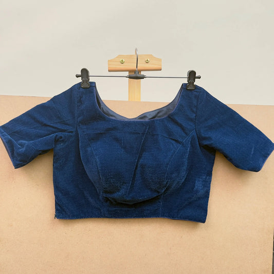 Nile blue color velvet blouse - JTG Fashions