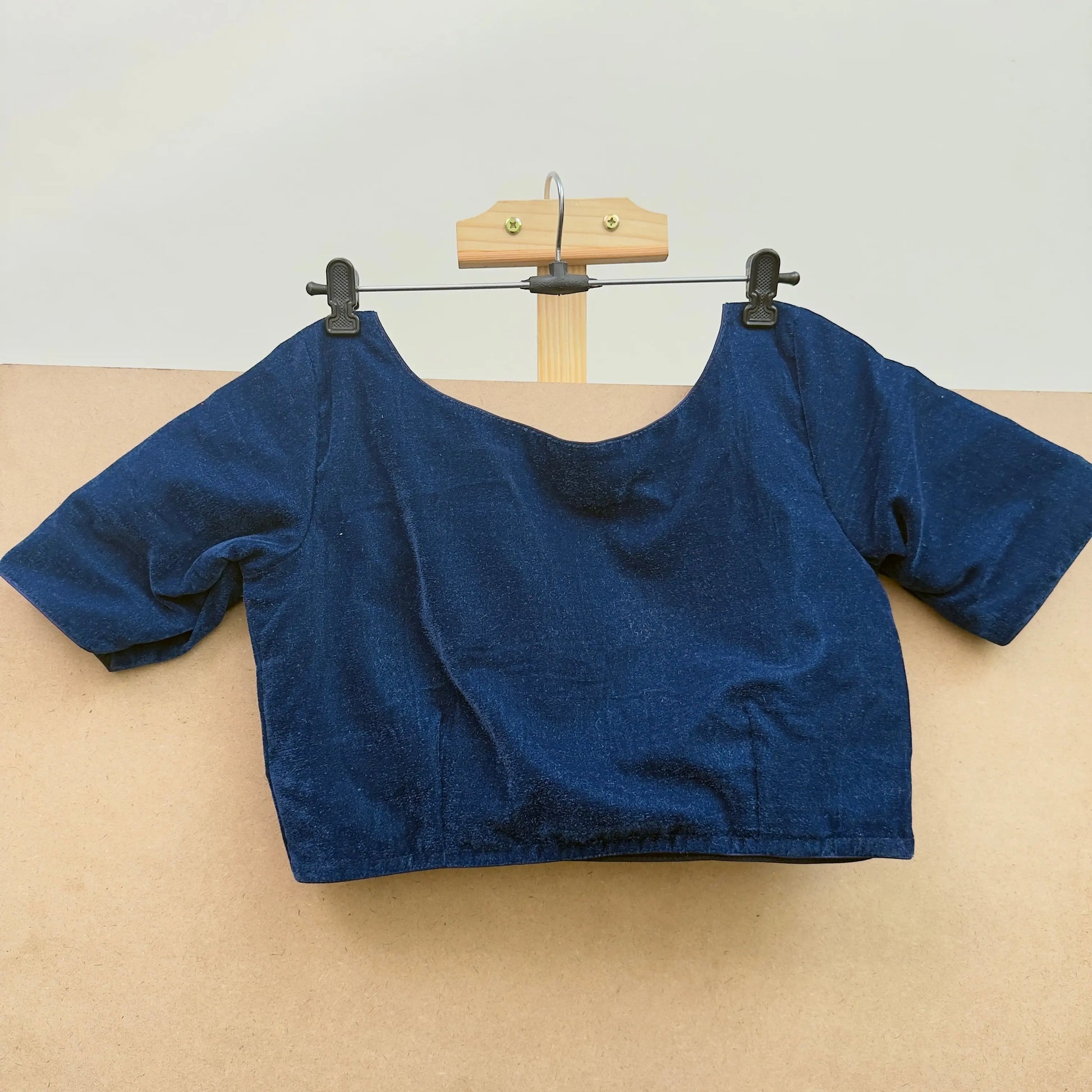 Nile blue color velvet blouse - JTG Fashions