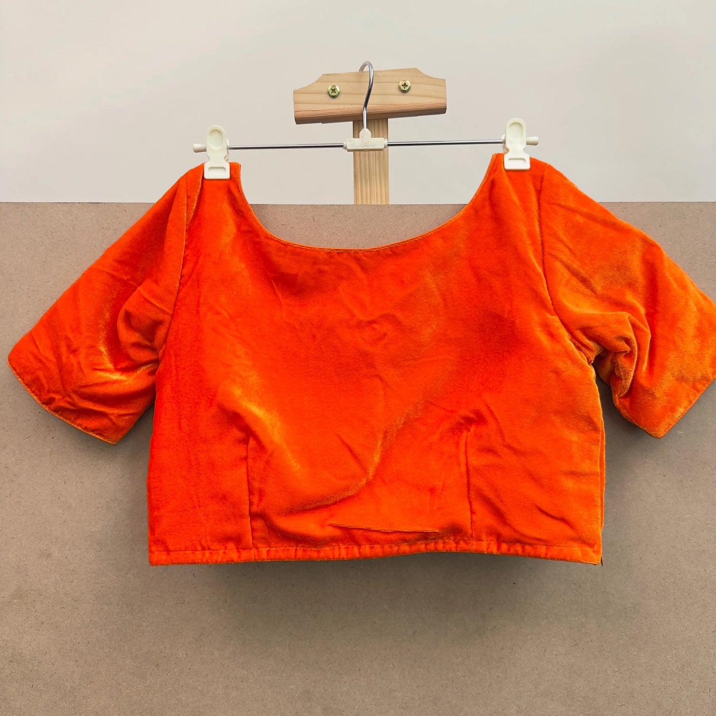 Bright orange velvet blouse - JTG Fashions