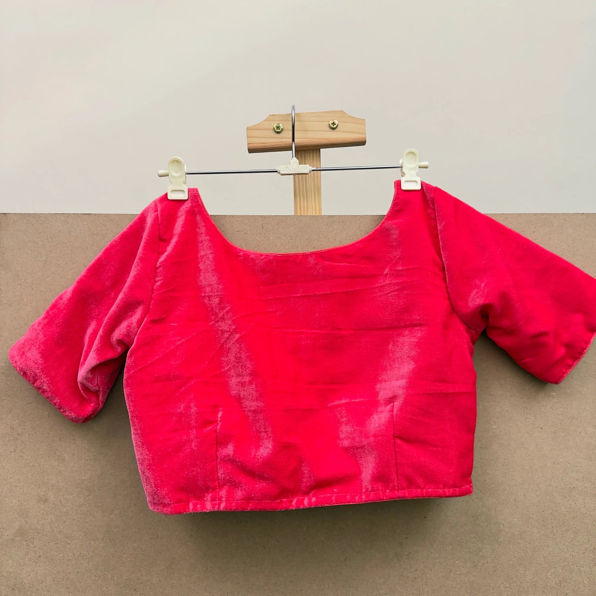 Folly (Pinkish Red) color velvet blouse - JTG Fashions