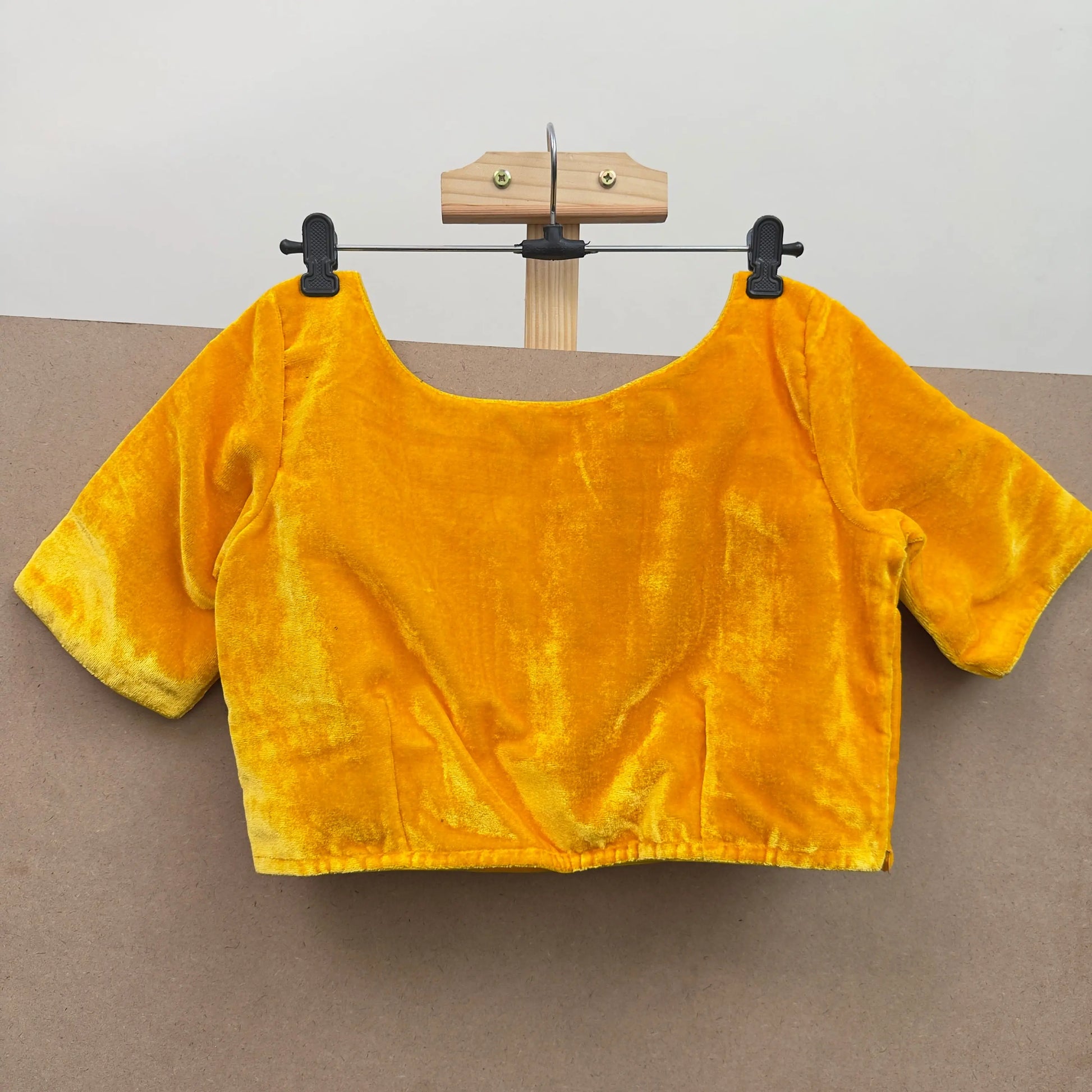 Yellowish orange (Gold) color velvet blouse - JTG Fashions