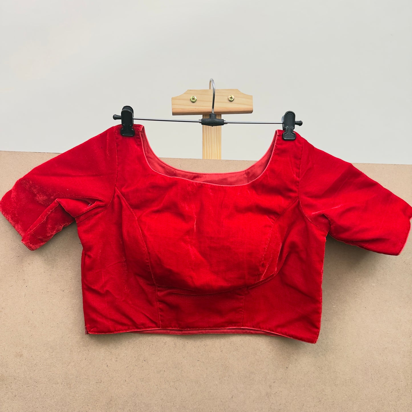 Crimson Red Color Velvet Blouse - JTG Fashions