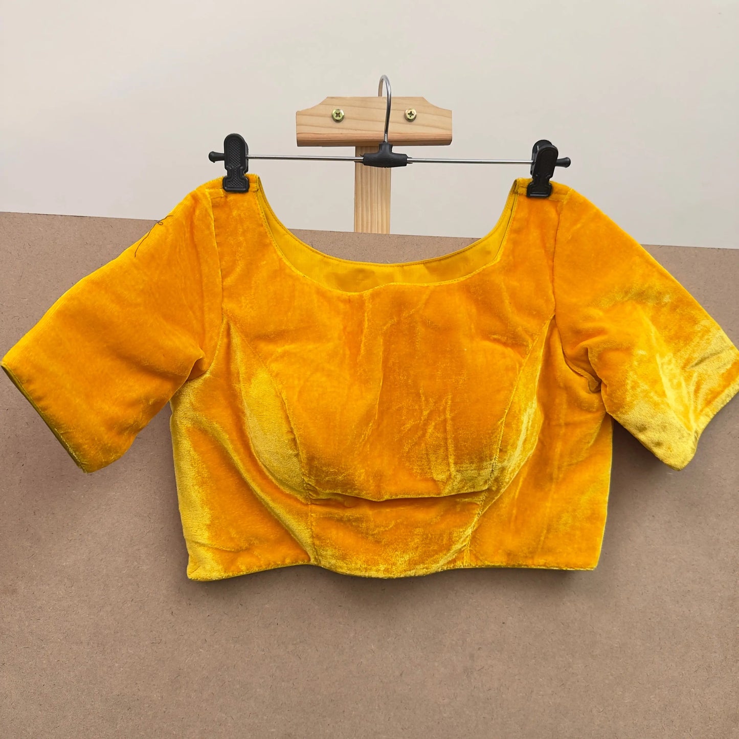 Yellowish orange (Gold) color velvet blouse - JTG Fashions