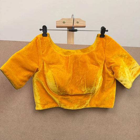 Yellowish orange (Gold) color velvet blouse - JTG Fashions