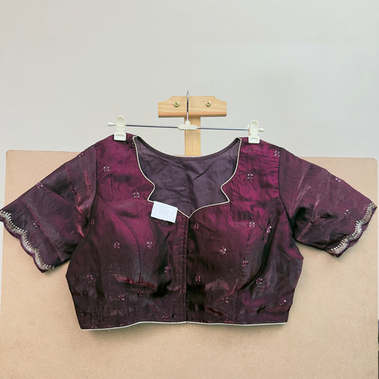 Plump purple tissue with sequins work blouse - JTG Fashions