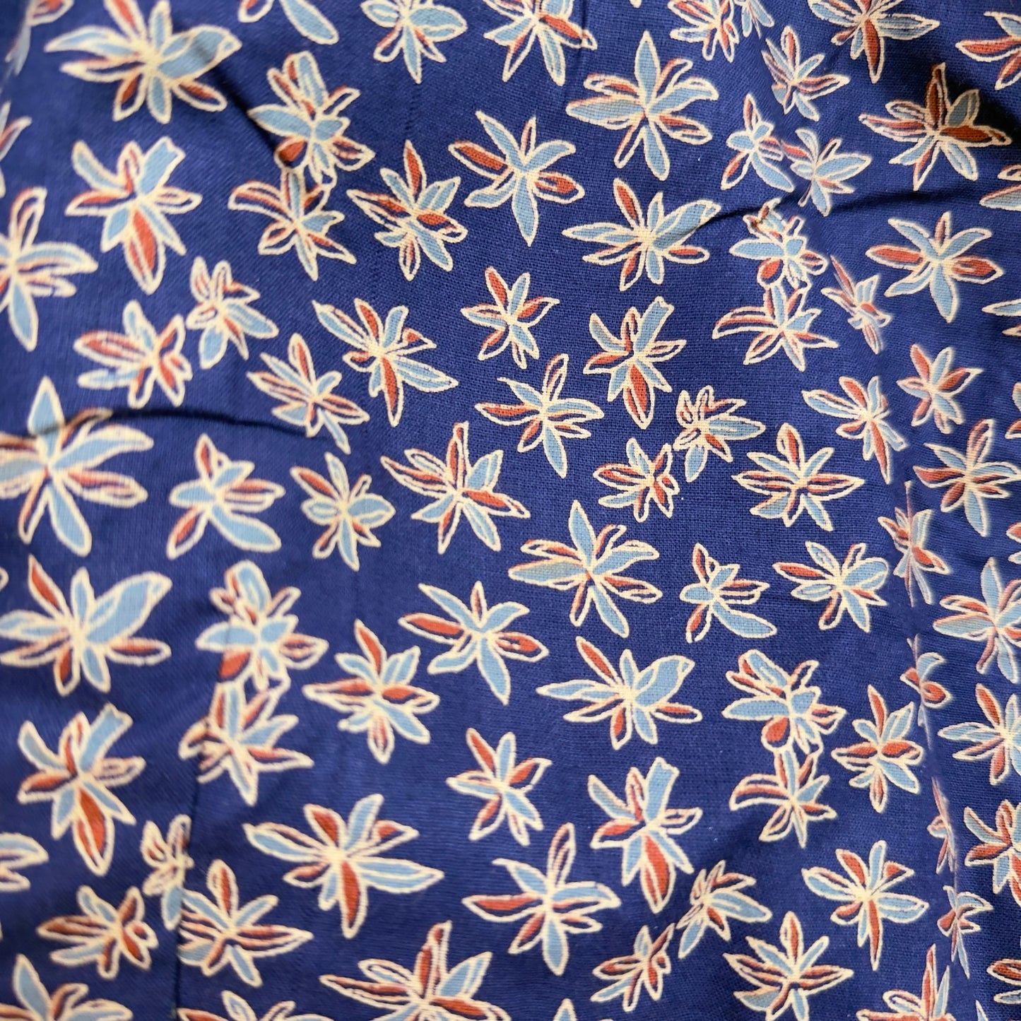 Blue floral printed cotton boat neck blouse - JTG Fashions