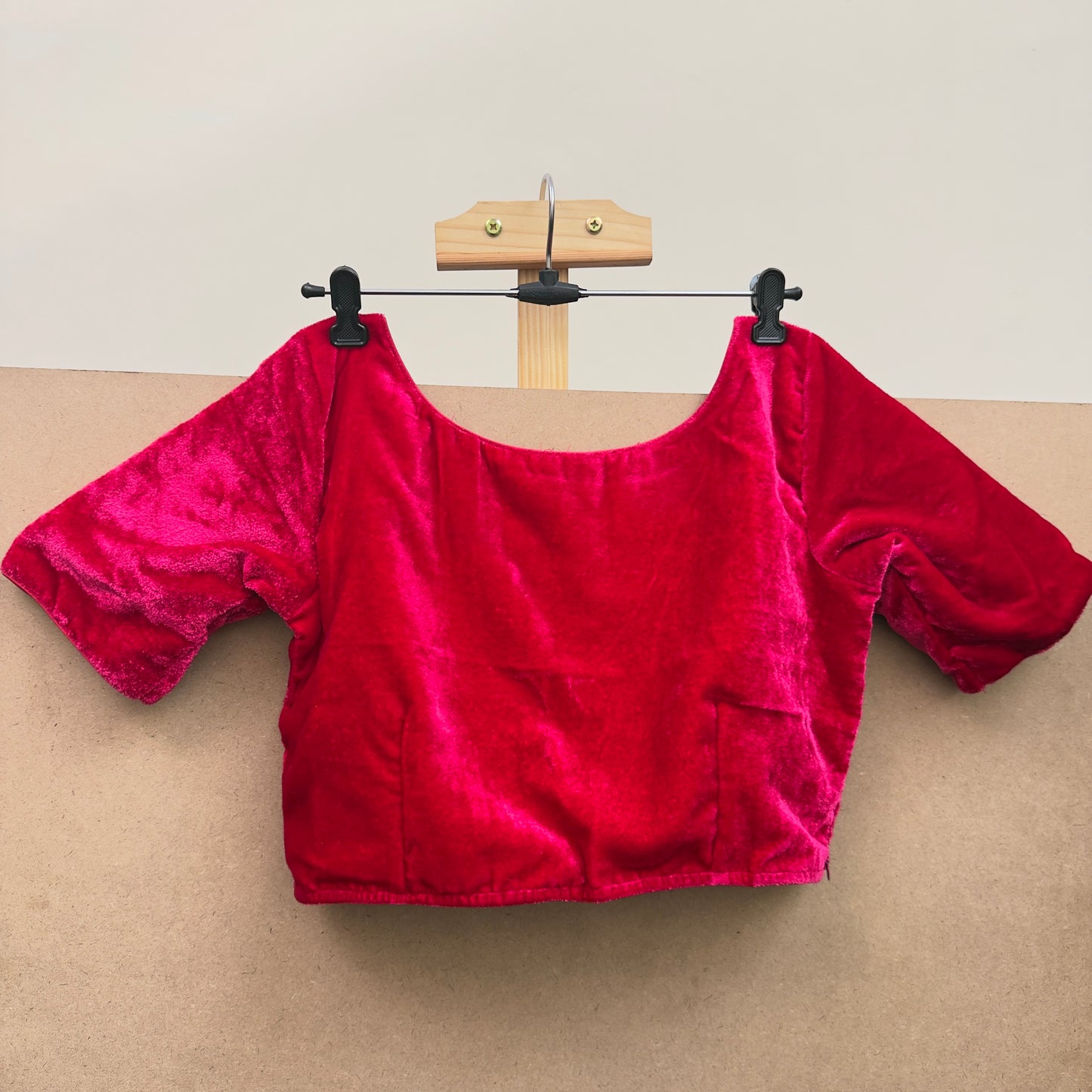 Scarlet (Lipstick Red) color velvet blouse - JTG Fashions