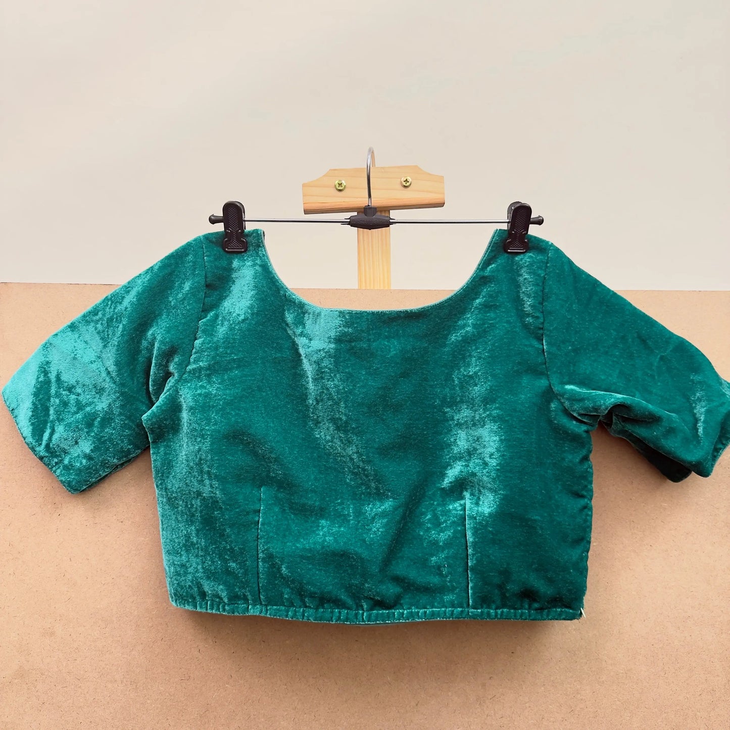 Dark Teal color velvet blouse - JTG Fashions