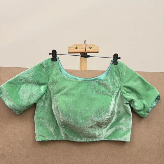 Slate Green color velvet blouse - JTG Fashions