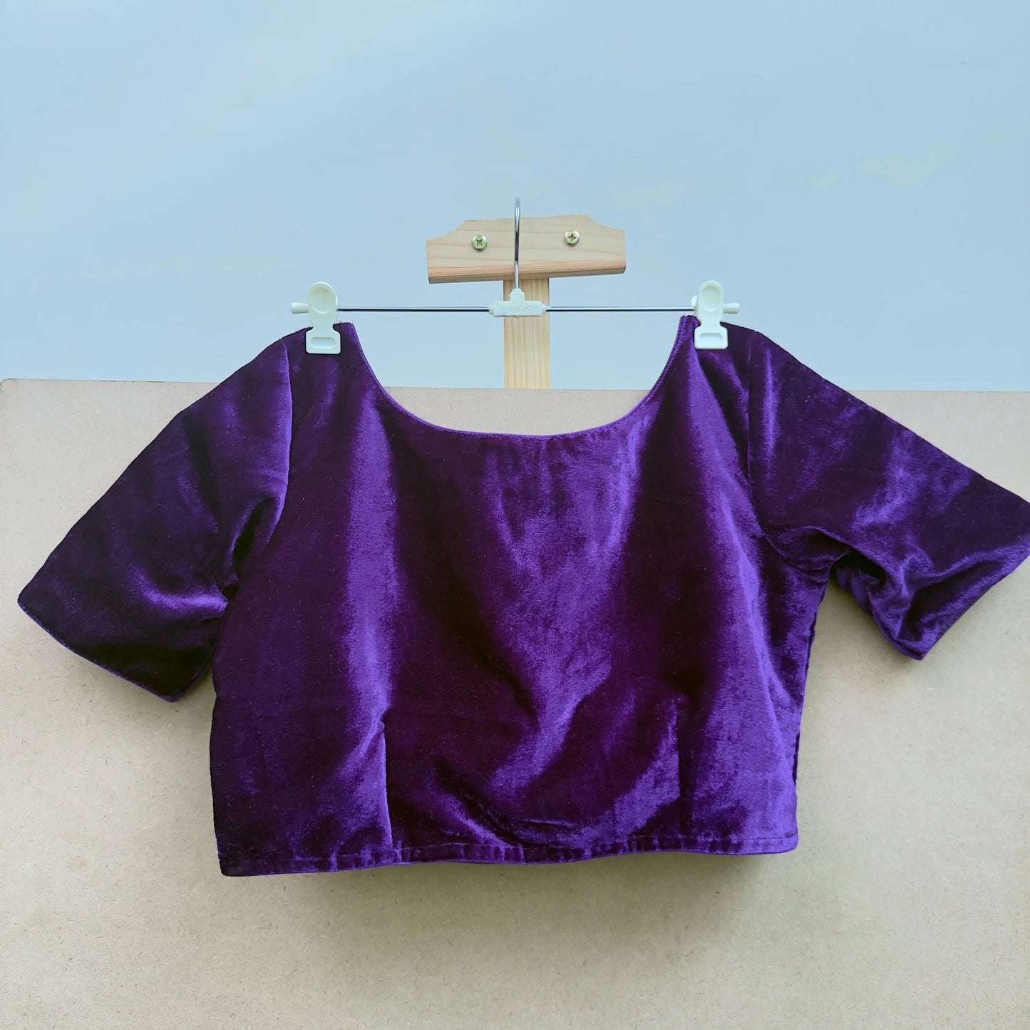 Dark purple color velvet blouse - JTG Fashions