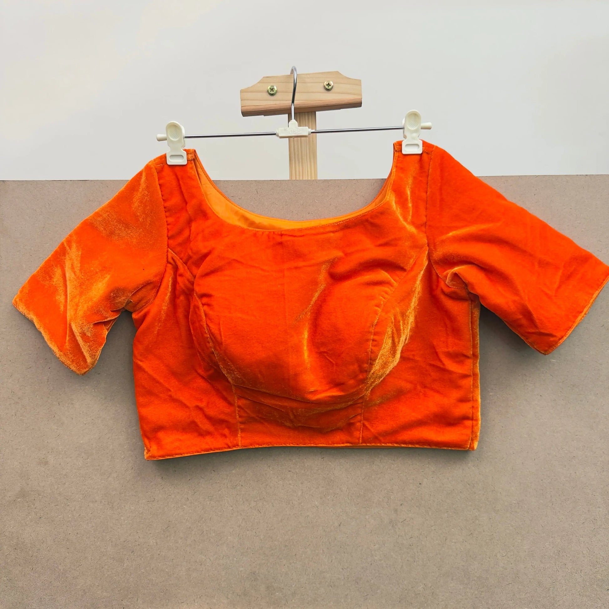 Bright orange velvet blouse - JTG Fashions