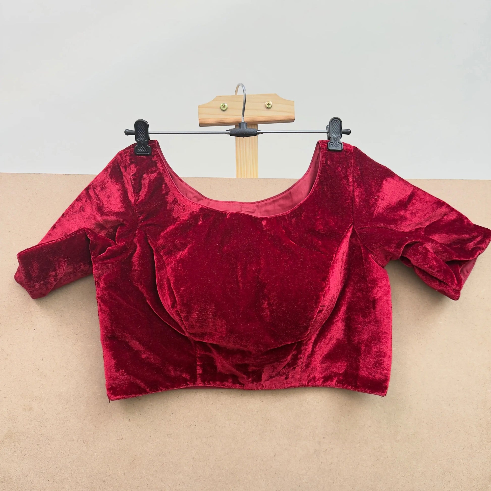 Wine Red color velvet blouse - JTG Fashions