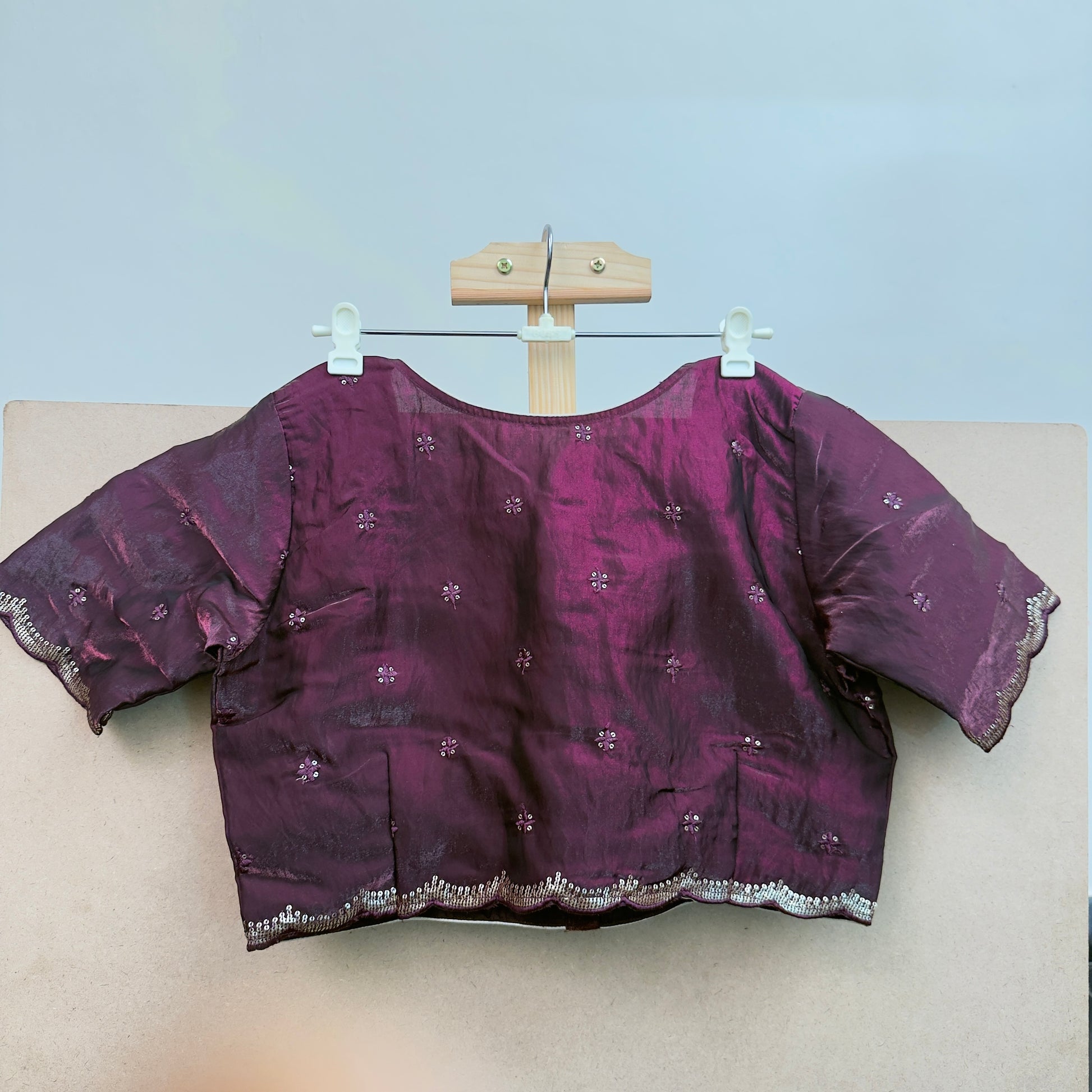 Plump purple tissue with sequins work blouse - JTG Fashions