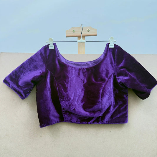 Dark purple color velvet blouse - JTG Fashions