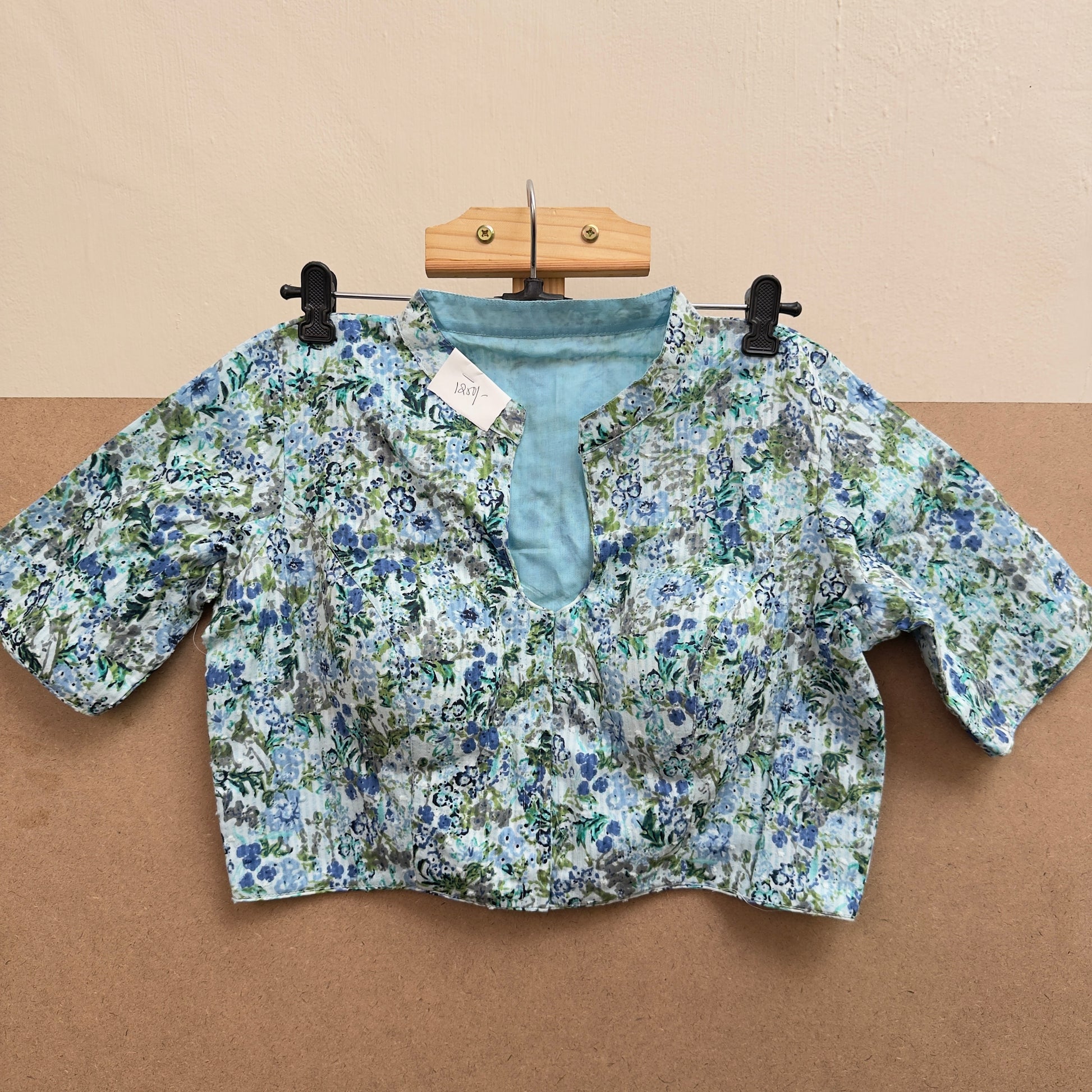 Multicoloured floral print with white base collar neck cotton blouse - JTG Fashions