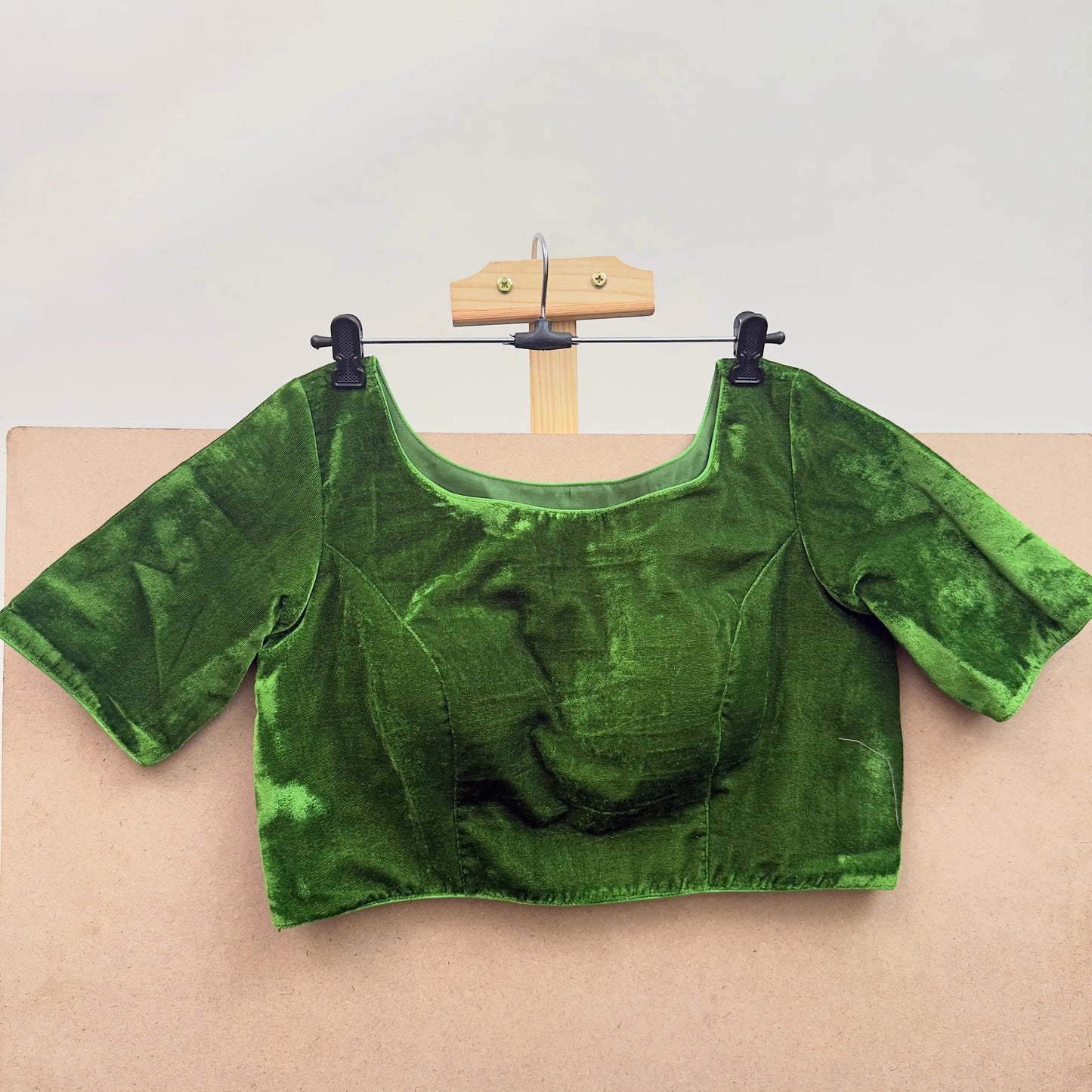 Hazel green color velvet blouse - JTG Fashions