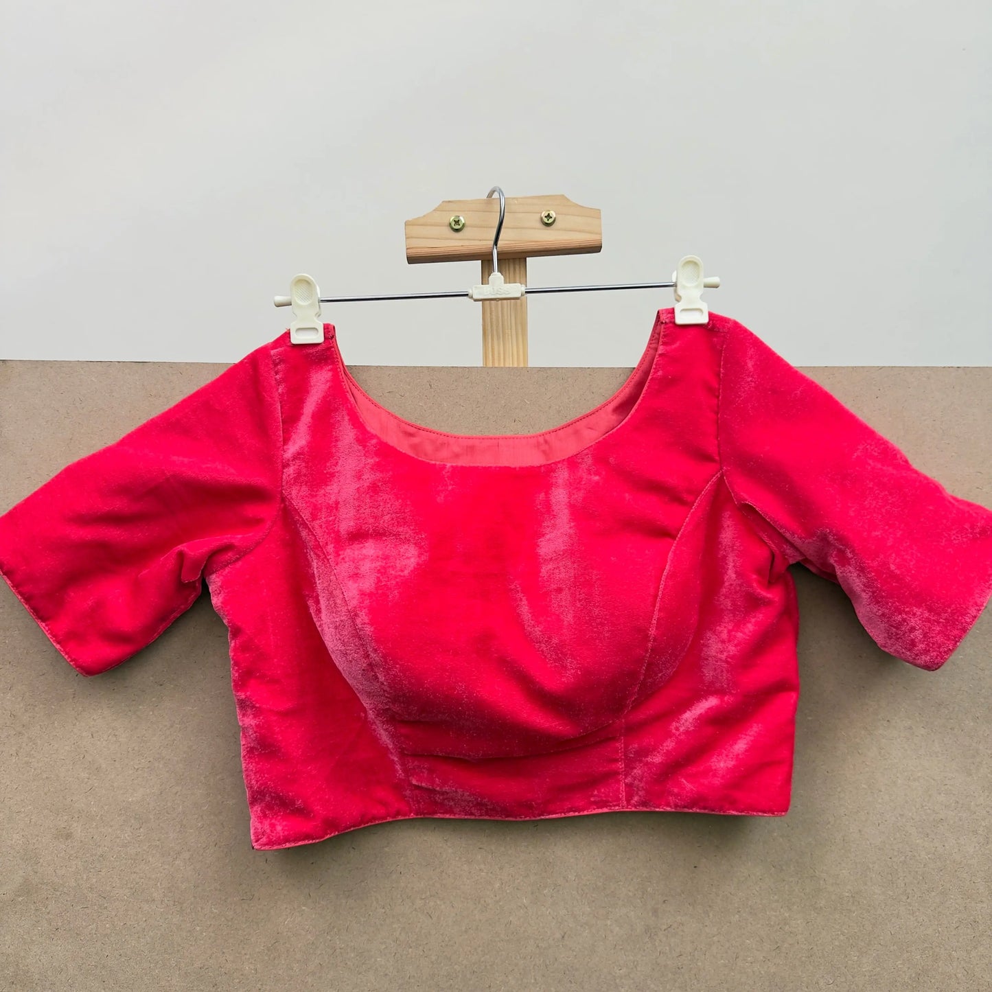 Folly (Pinkish Red) color velvet blouse - JTG Fashions