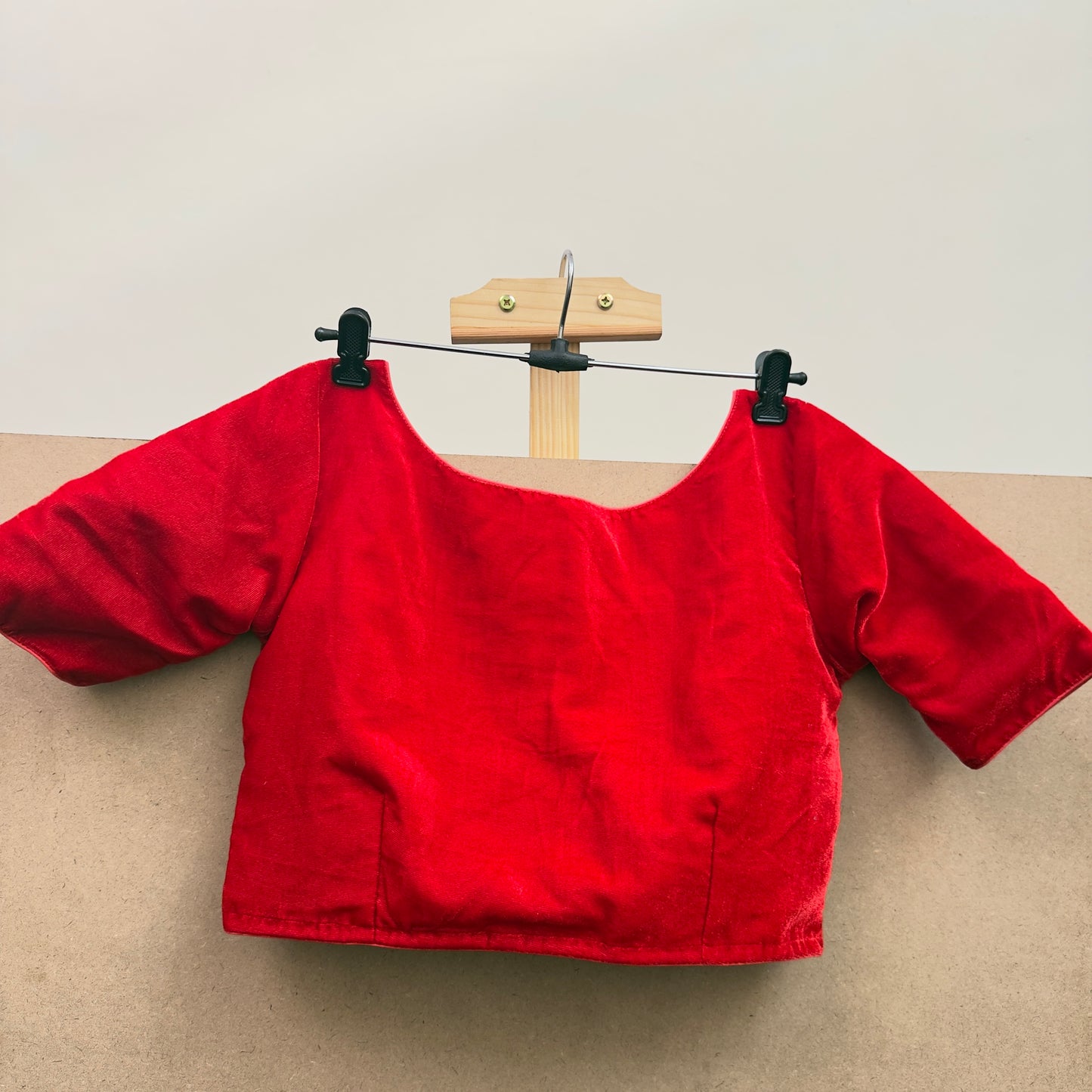 Crimson Red Color Velvet Blouse - JTG Fashions