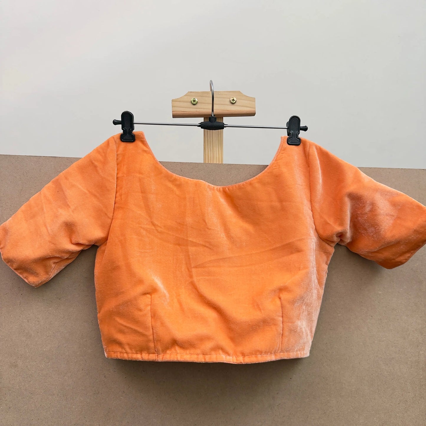 Pastel orange color velvet blouse - JTG Fashions